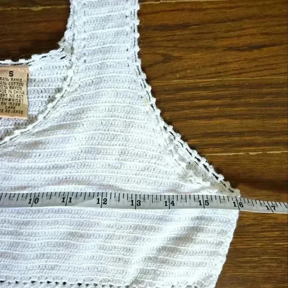 VTG Apostrophe Crochet ramie and cotton cottage core coastal vacation top sz S - Picture 4 of 5